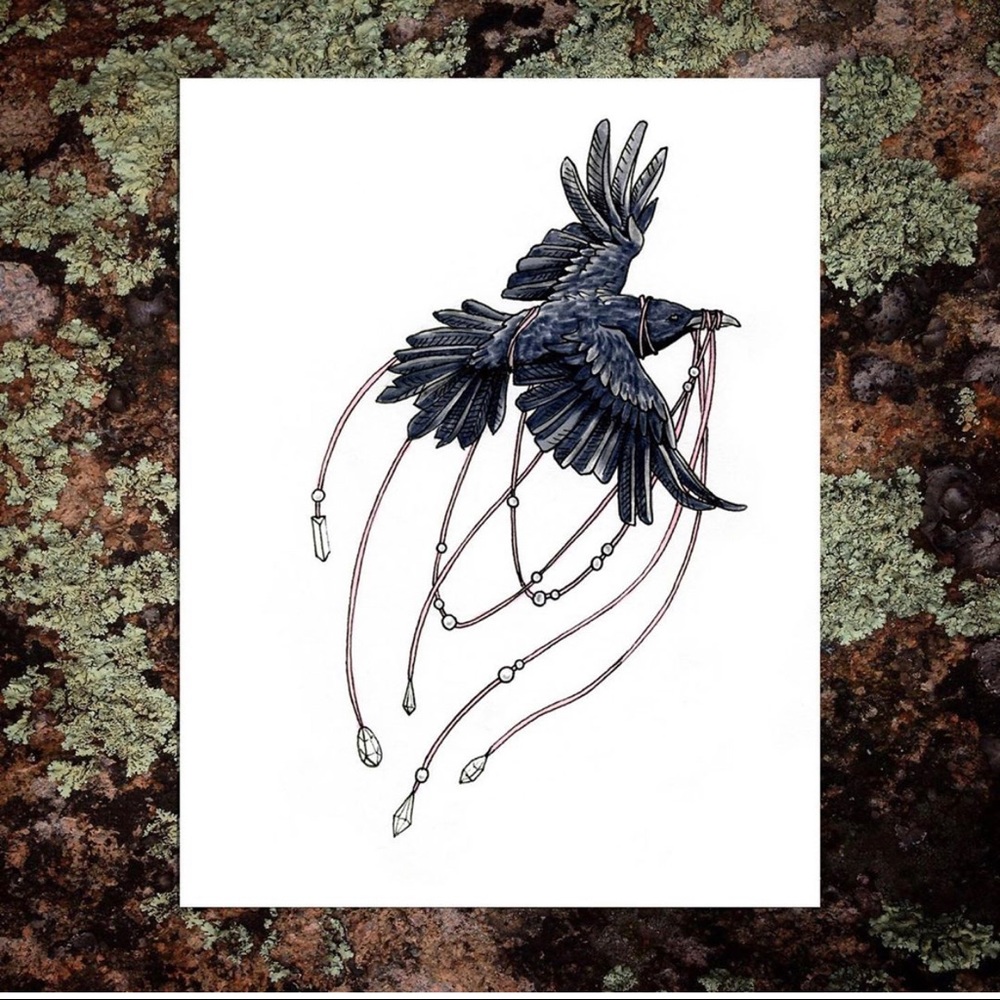 Raven and Prisms Art Print